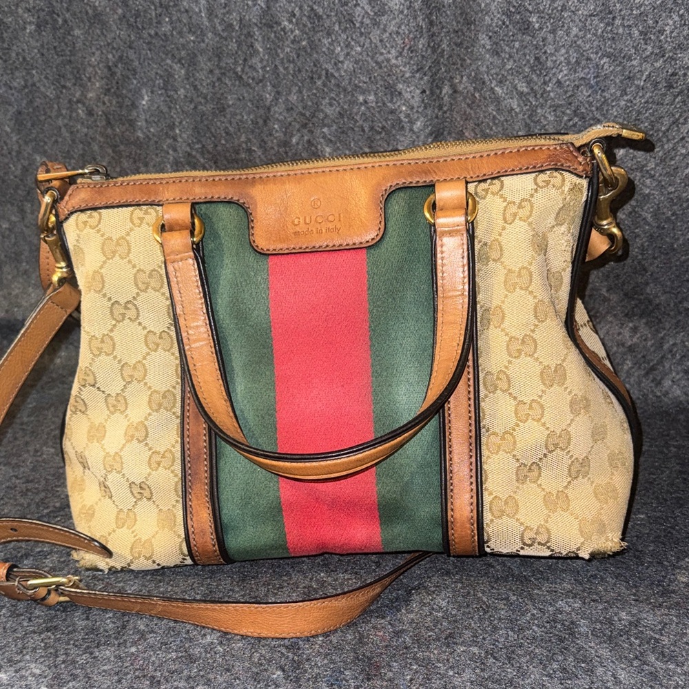 Gucci Rania Convertible Top Handle Bag GG Canvas